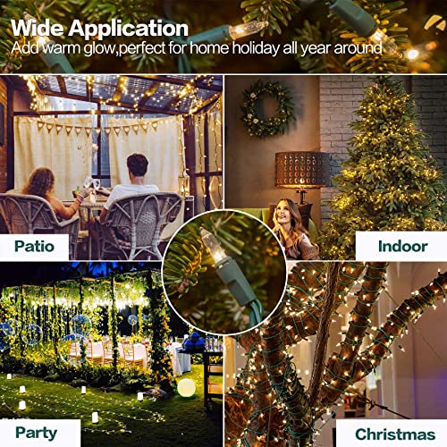 Christmas Lights,2Pack 21.2Ft 100 Count Mini Clear Christmas String Lights For Outdoor & Indoor,Connectable Incandescent Xmas Tree Lights Plug In For Holiday Party Wedding Decoration,Green Wire #TOP4