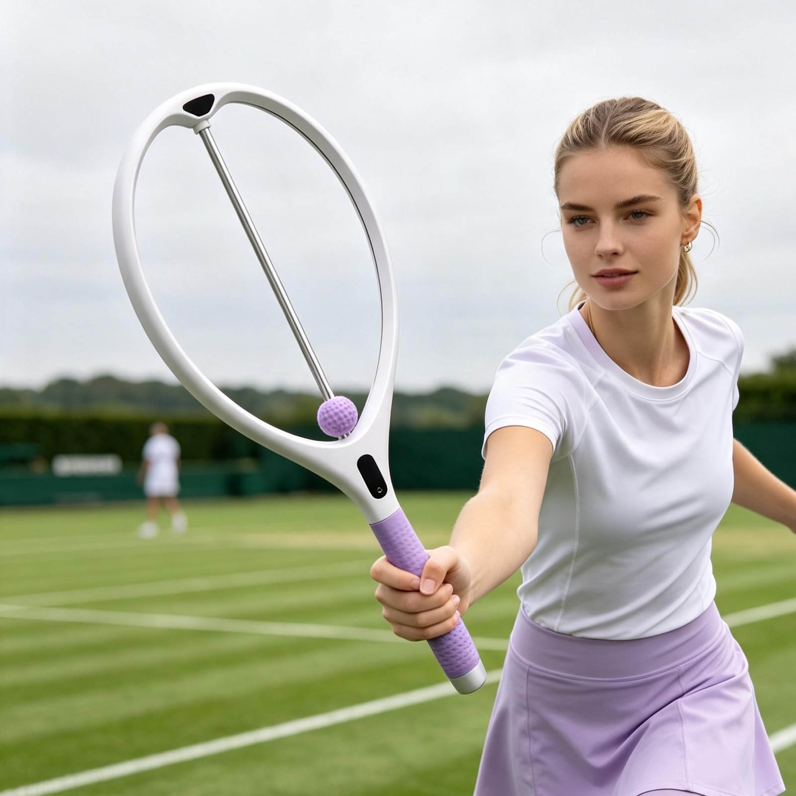 Luocute Racchetta da Allenamento Tennis, Racchetta con Rimbalzo | Impugnatura in PP e Silicone, Batteria 500 MAh con LED, Sfera a gravità e Contatore Elettronico