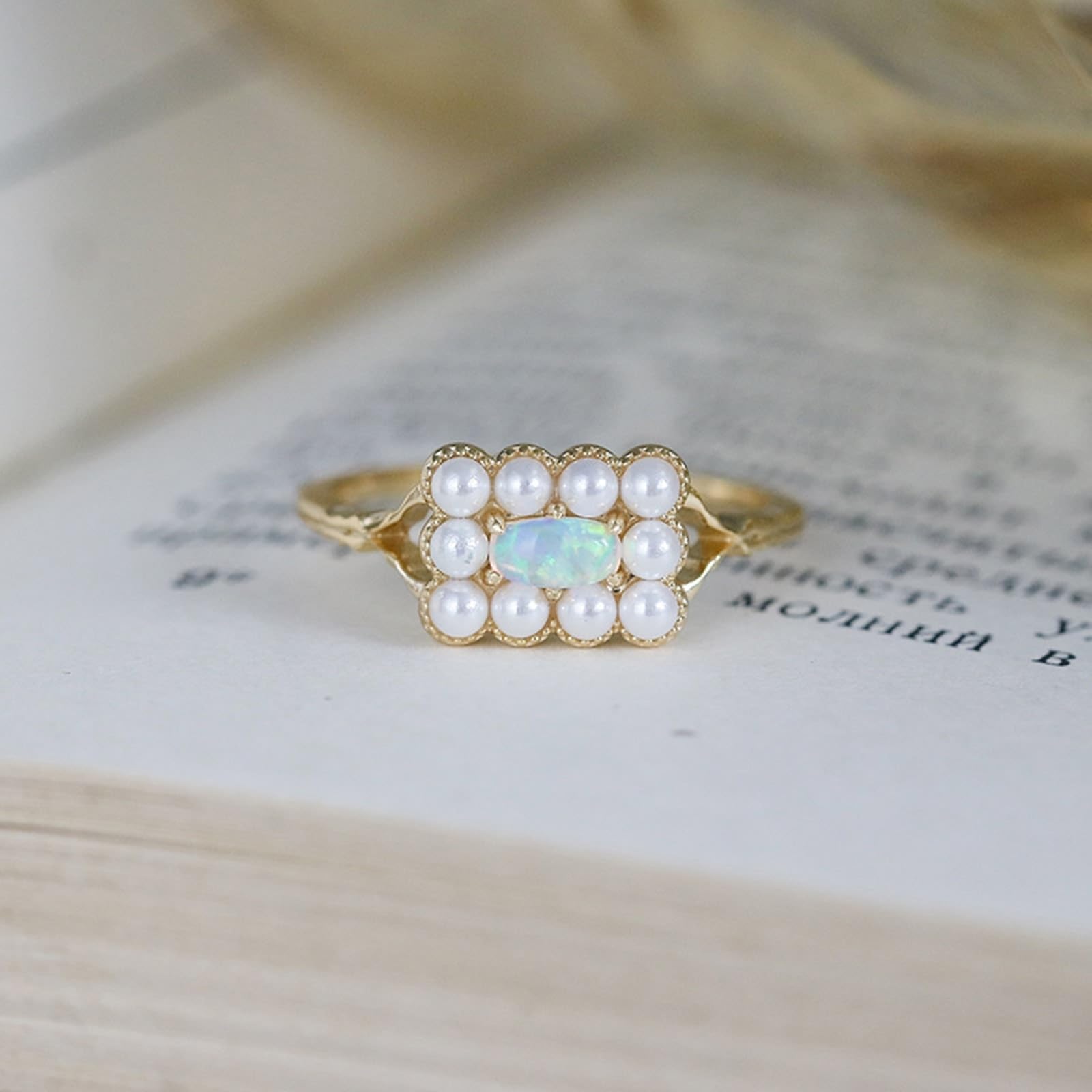 Anelli per partner in oro 9 K/14 K/18 K, con perla, forma vintage
