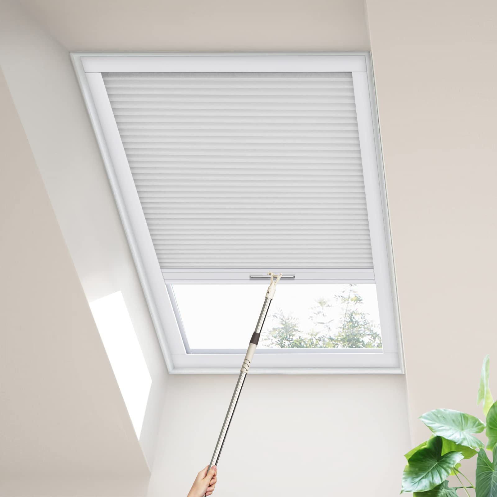 Moonice Skylight Blinds Cordless Roof Honeycomb Window Blinds Light Filtering Cellular Pleated Roof Shades for Home Easy to Install Shades for Inclined Plane Room Windows Custom Size (Grey) — image 1