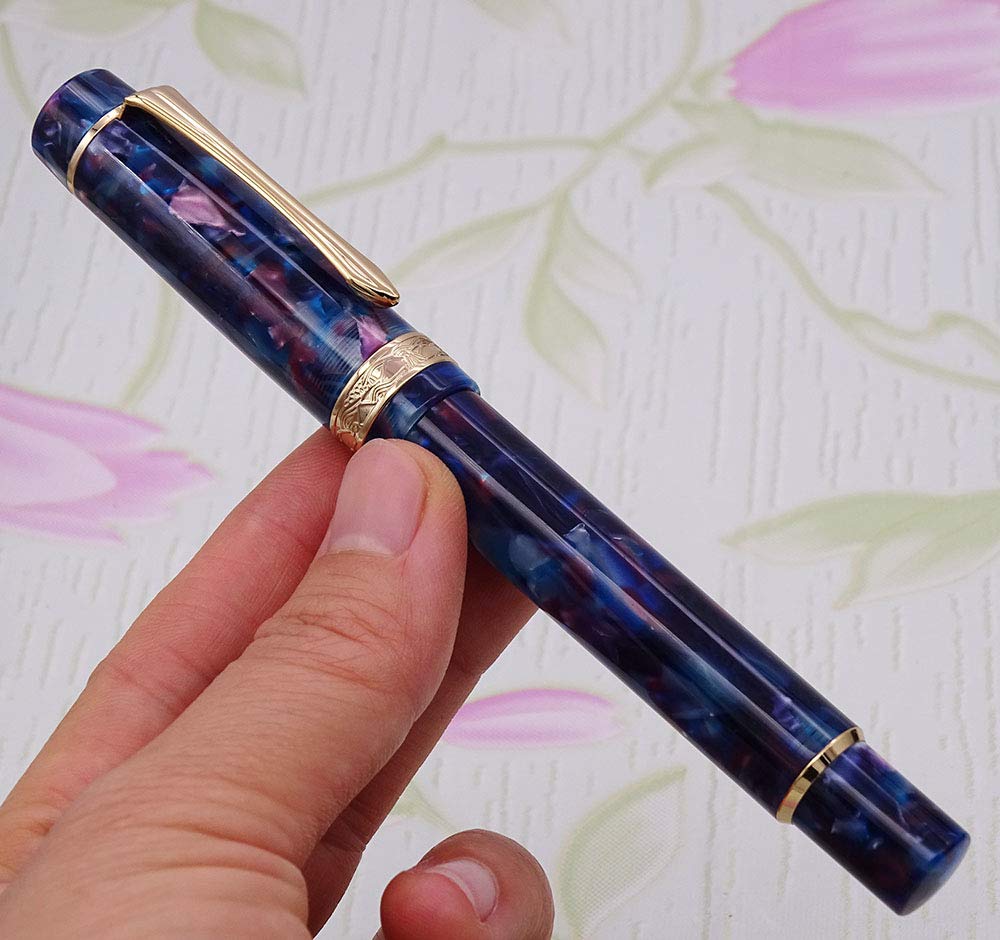 Amazon | Schmidt ハンドメイド LIY レッド ブルー 樹脂 万年筆 細字