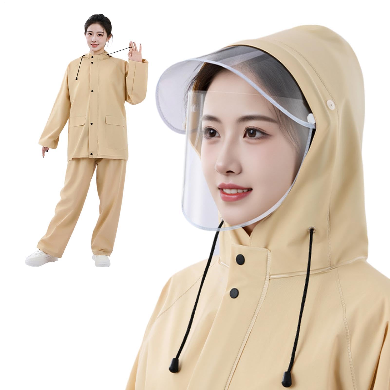 Generisch Impermeable impermeable - Chubasquero ligero y transpirable | Chaquetas ligeras Pantalones Mono Reutilizable Para Senderismo Pesca Camping Equitación Trabajo