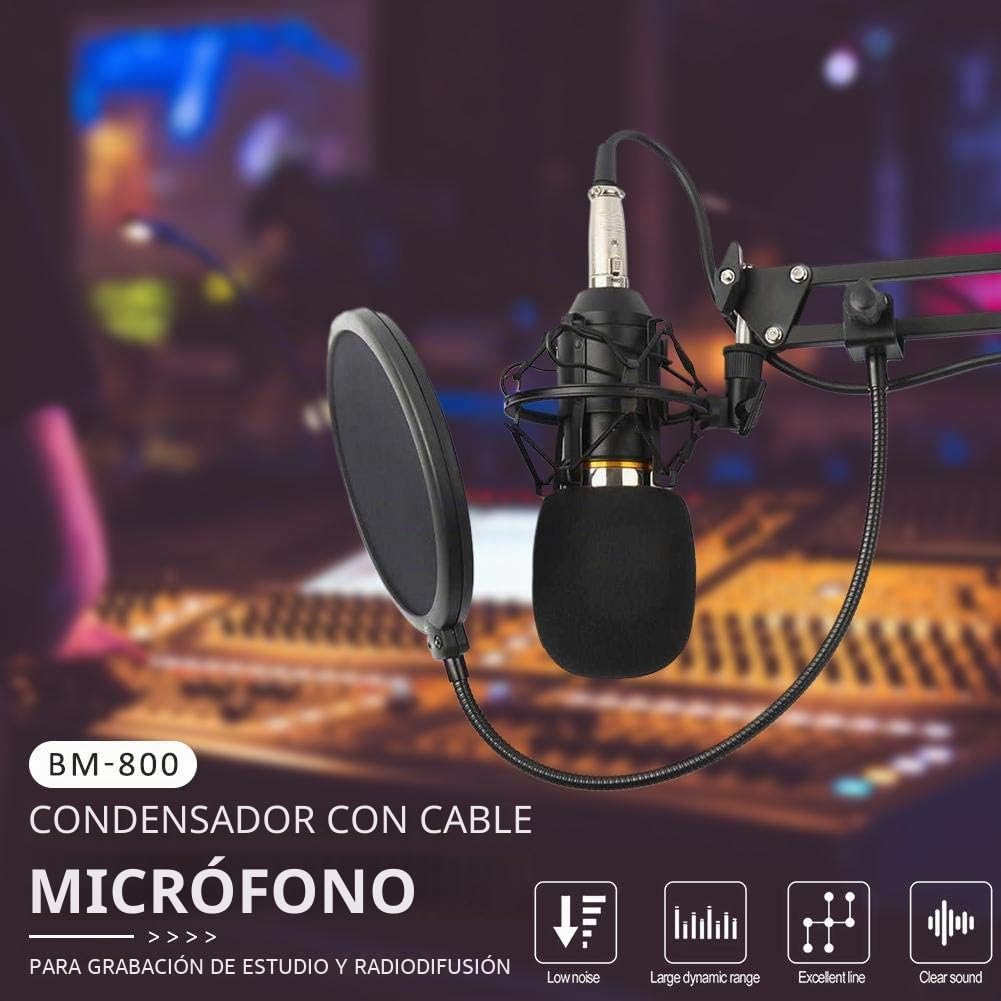 Micrófono BM 800 para estudio de condensador, grabación de voz, karaoke, micrófono para ordenador PC de YIDOBLO