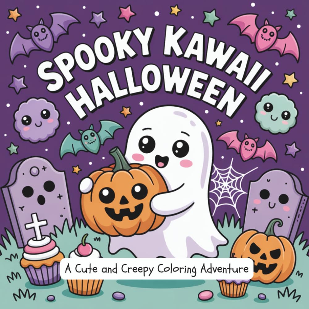 Spooky Kawaii Halloween: A Cute and Creepy Coloring Book for Kids and Adults with Adorable Halloween Characters, Ghosts, Pumpkins, and Fun Spooky Scenes