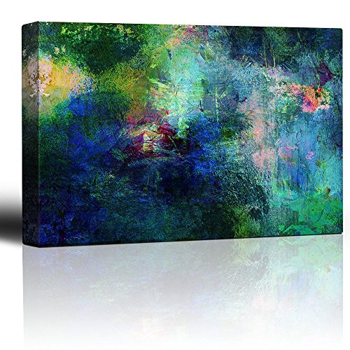 wall26 Soothing and Vibrant Blue and Green Splotches of Paint - Giclee Print Abstract Canvas Wall Art Rustic Home Art - 24x36 inches