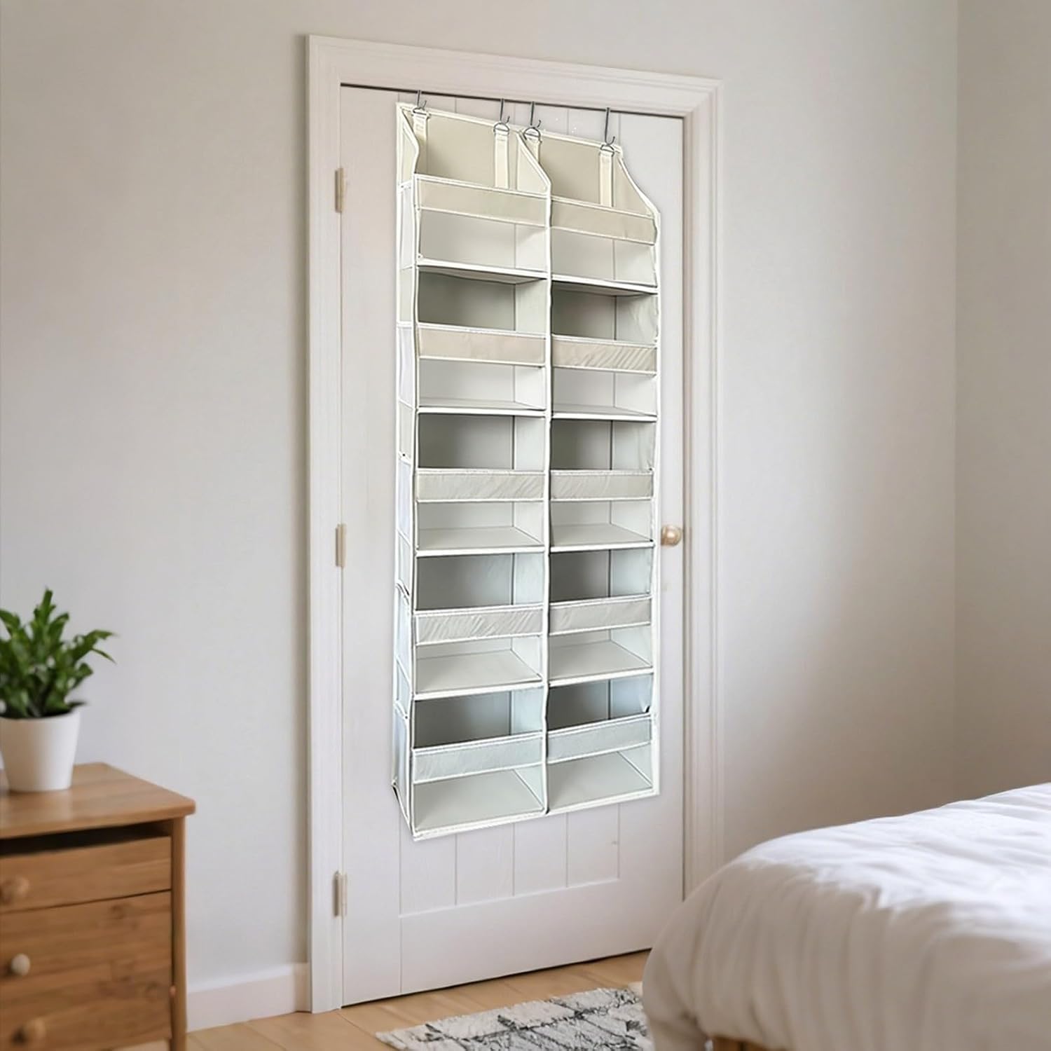 Heavy Duty Over The Door Organizer 5 Tiers, Extra Large Behind Door Storage of 10 Big Front & 10 Mesh Pockets, 80 lbs Weight Capacity Hanging Storage Organizer (C)