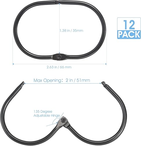 Vista 56 de Goowin - 24 anillos para cortina de ducha, ganchos para cortina de ducha, anillos de ducha ovalados para cortina, anillos de cortina de ducha Dorado