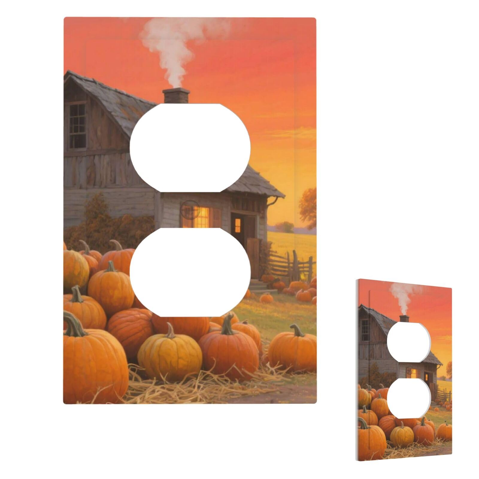 Farmhouse Pumpkin Wall Plate Cover Modern Decorative 1 Gang Light Switch Cover Unbreakable Receptacle Outlet Covers For Living Room Bedroom Home Decor Duplex