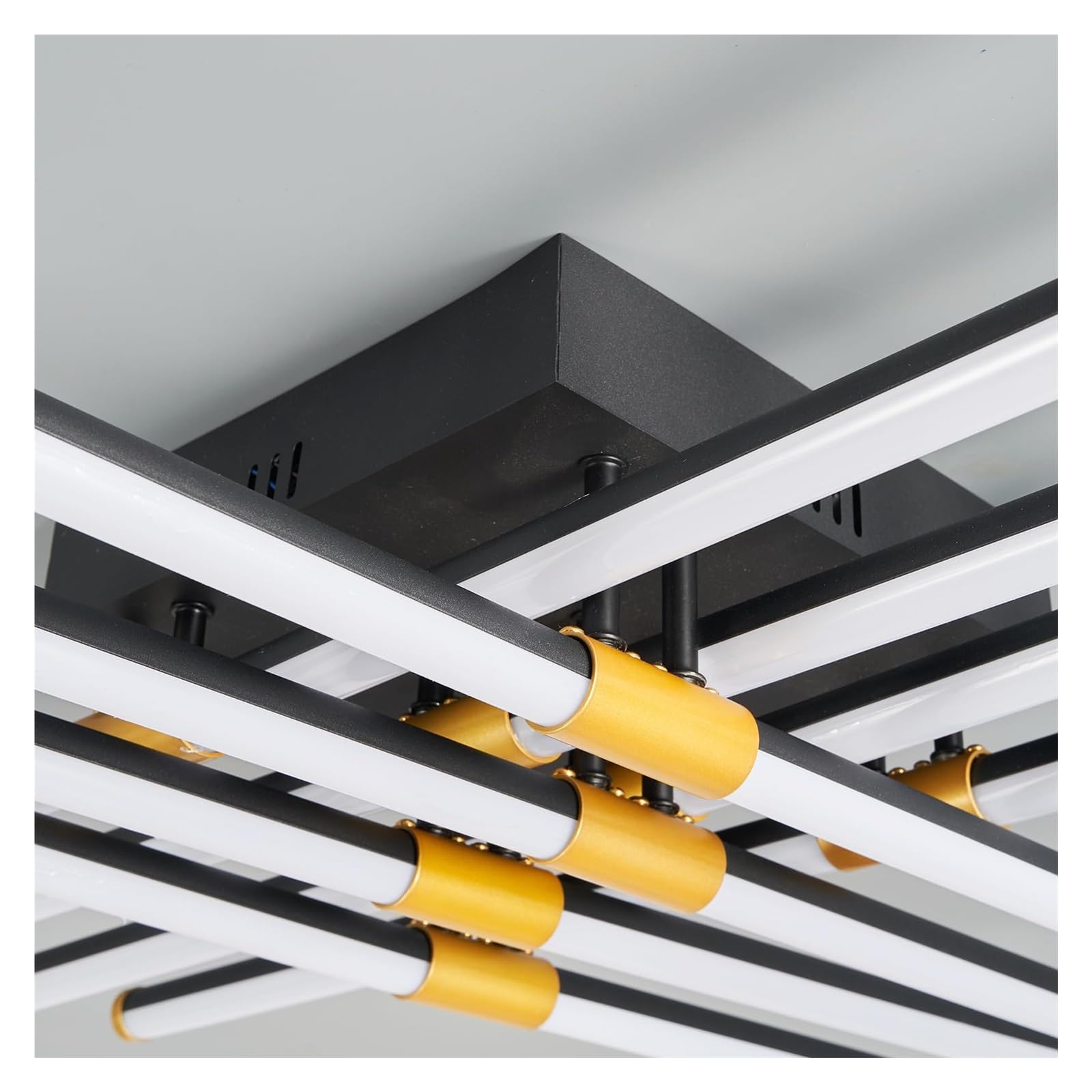 Lampa sufitowa wisząca Modern Led 4 Akryl z pilotem Możliwość przyciemniania do salonu, kuchni i sypialni Czarny + złoty (6-lampowy)