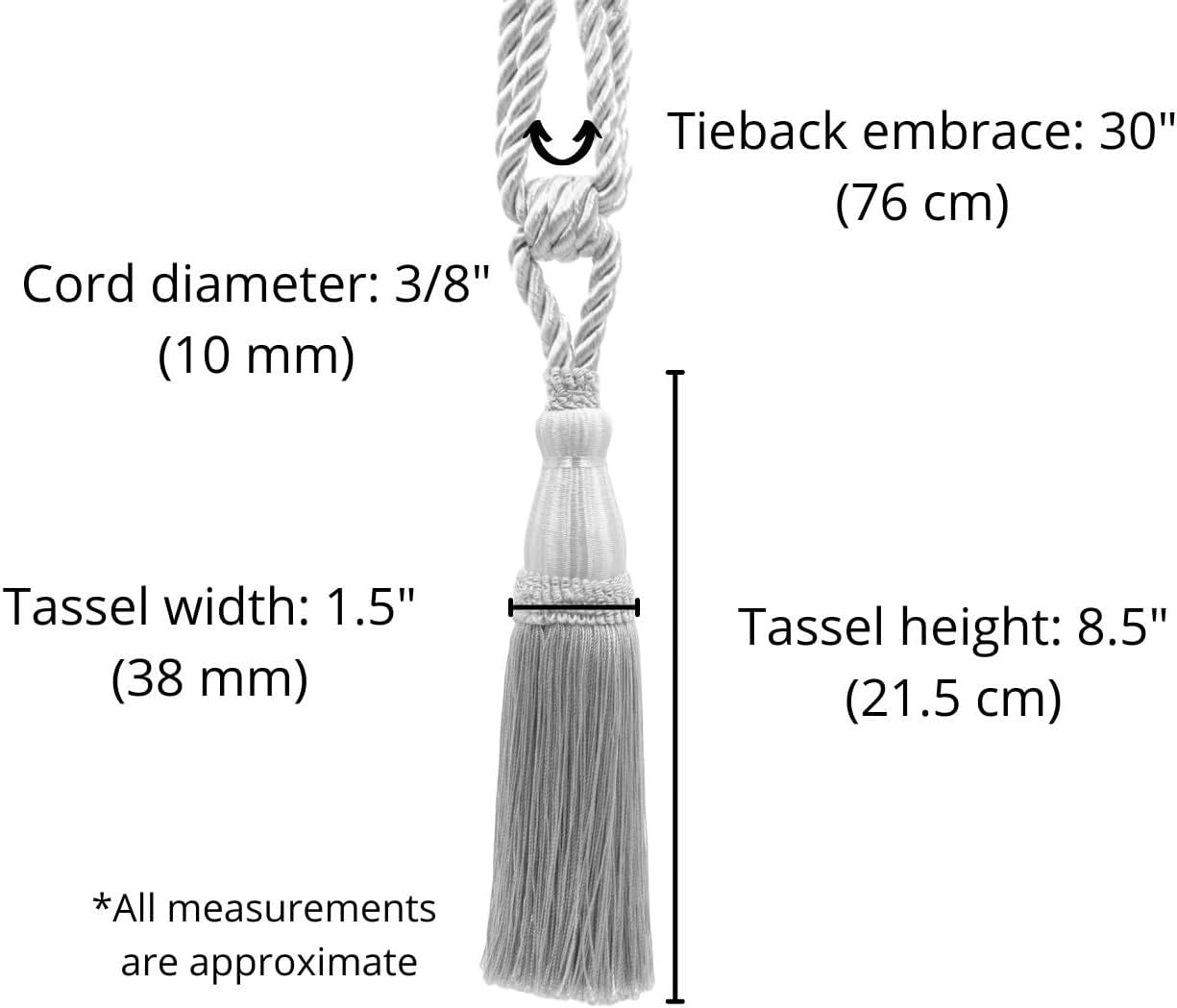 DÉCOPRO Elegant Lustrous Curtain Tassel Tieback Tassel Length 8 1/2" (21.5cm) 30" Spread (76cm) (Style# TBC085) Summer Green Multicolor #PR17 (Light Green Sky Blue Yellow Gold) Set of 4