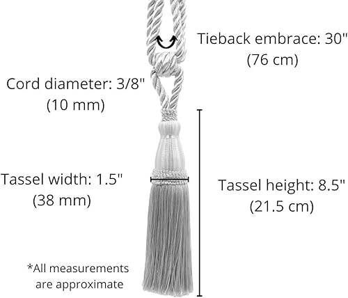 Miniatura 5 de Elegant Mint Parfait, guijarro, azul lago, cortina y cortina de piedra arenisca con borlas, borla de 8 12 pulgadas, extensión de 30 pulgadas