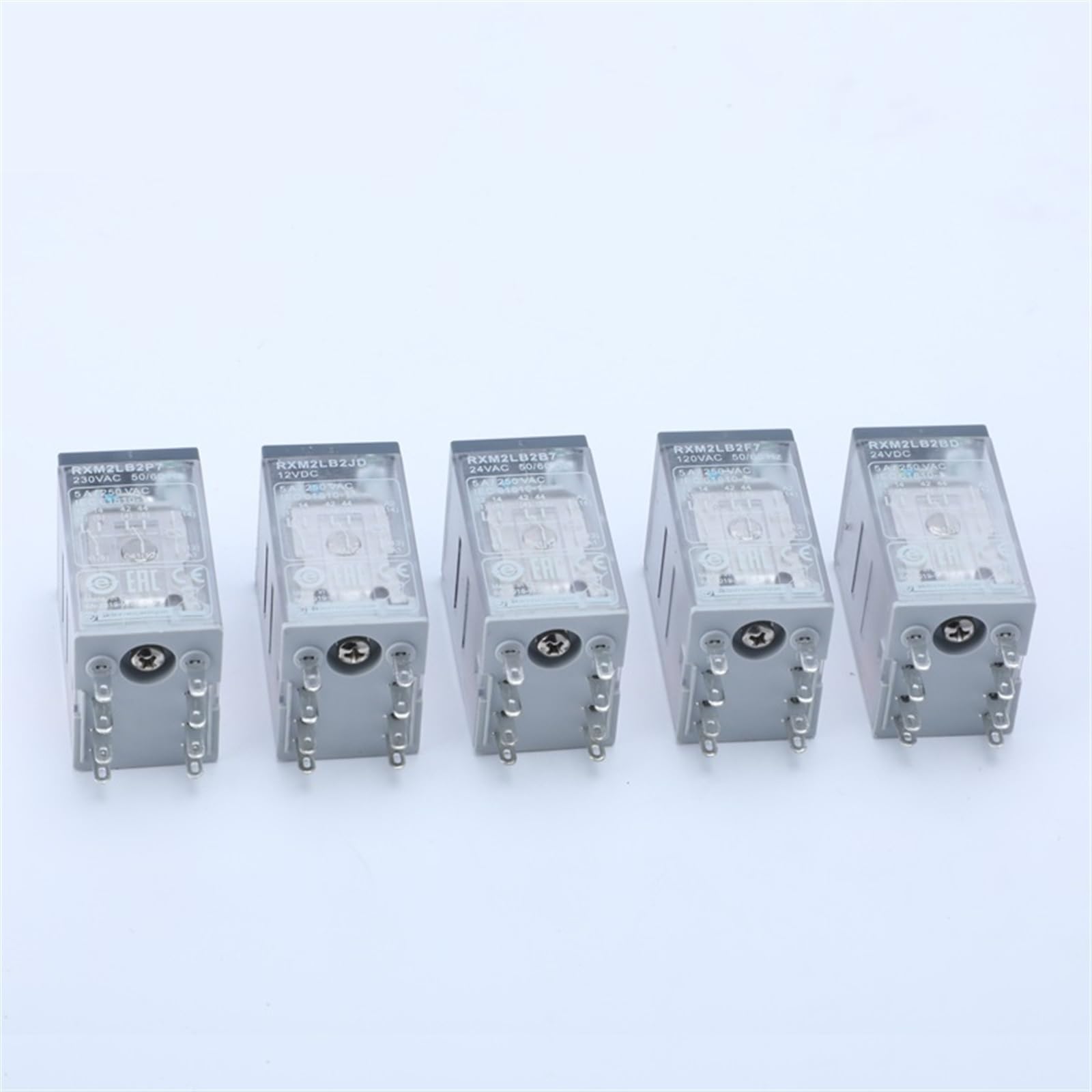 MOBYAT Relés enchufables en Miniatura RXM eléctricos con LED RXM2L 2CO 5A 12 VDC-110 VDC 24 VAC-230 Vac electromagnéticos 5 uds (Size : RXM2LB2F7 120AC)