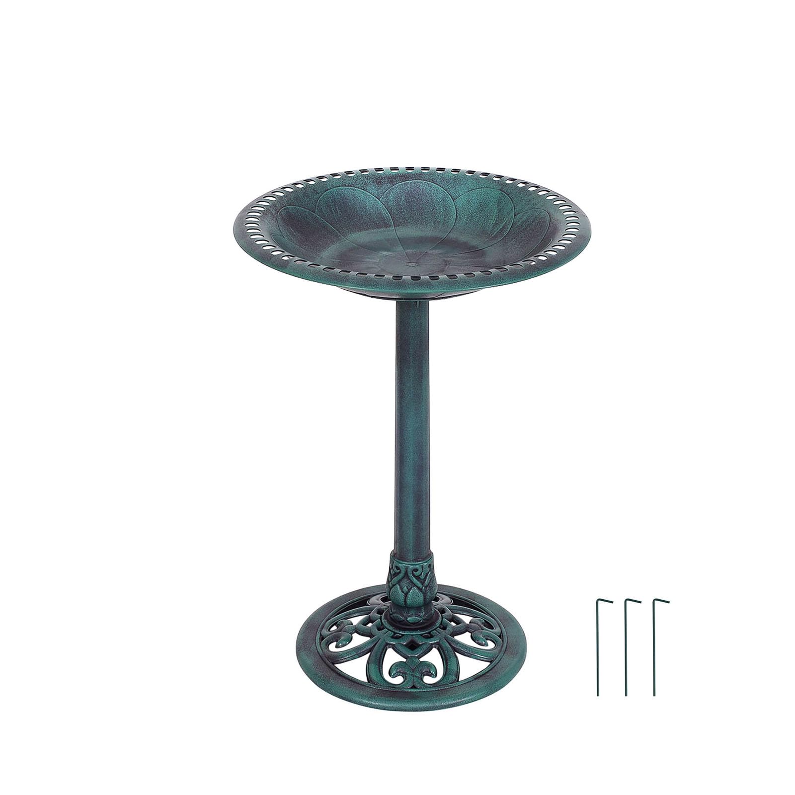RELAX4LIFE 3 en 1 Comedero para Pájaros de PP con Soporte Grande, Bebedero para Pájaros con 3 Estacas a Tierra y Base Rellenable para Jardín, Patio y Parque, 51x51x72cm (Bronce Verde)