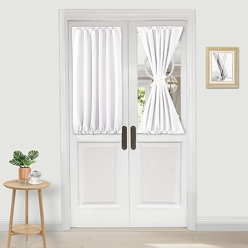 DWCN Cortinas para puerta francesa: cortina térmica con bolsillo para barra para puertas con ventana de cristal, puertas de cocina y patio para