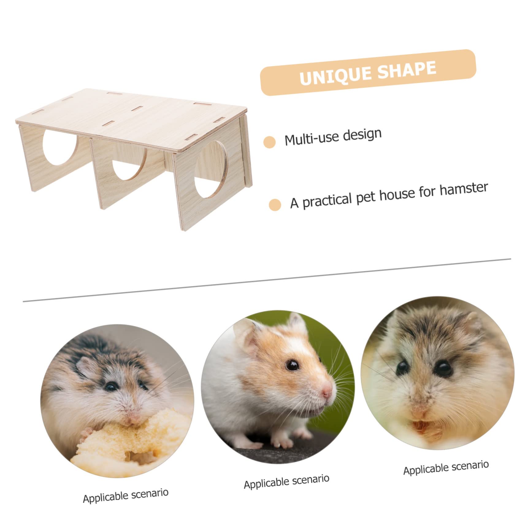 ABOOFAN Cabaña de Madera Espacio Privado y Función para Desgastar Dientes Diseño Transparente y Dos Habitaciones para Hámster Adecuado para Verano E Invierno