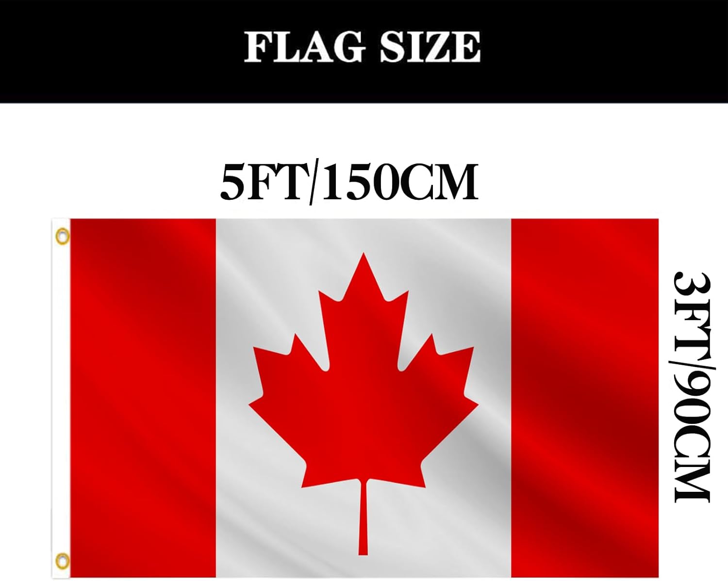 Double Sided Canada Flag 3x5 FT Outdoor- UV Fade Resistant 3Ply Canadian National Flags Canvas Header with 2 Brass Grommets Easy to Rising
