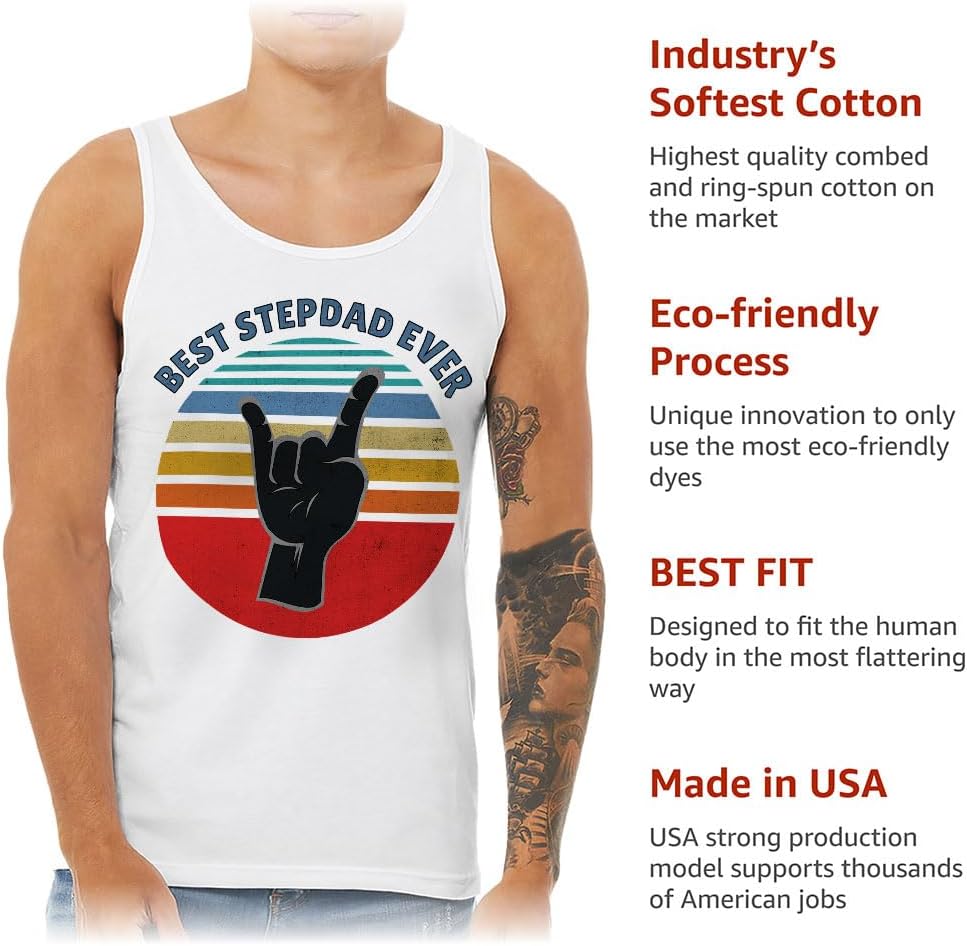 Best Stepdad Ever Tank - Cool Workout Tank - Colorful Jersey Tank