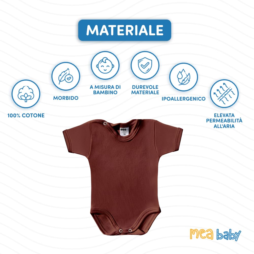 MEA BABY Body per neonati a manica corta | Body per bambine e bambini | Confezione multipla da 5 pezzi | 100% cotone | Body unisex