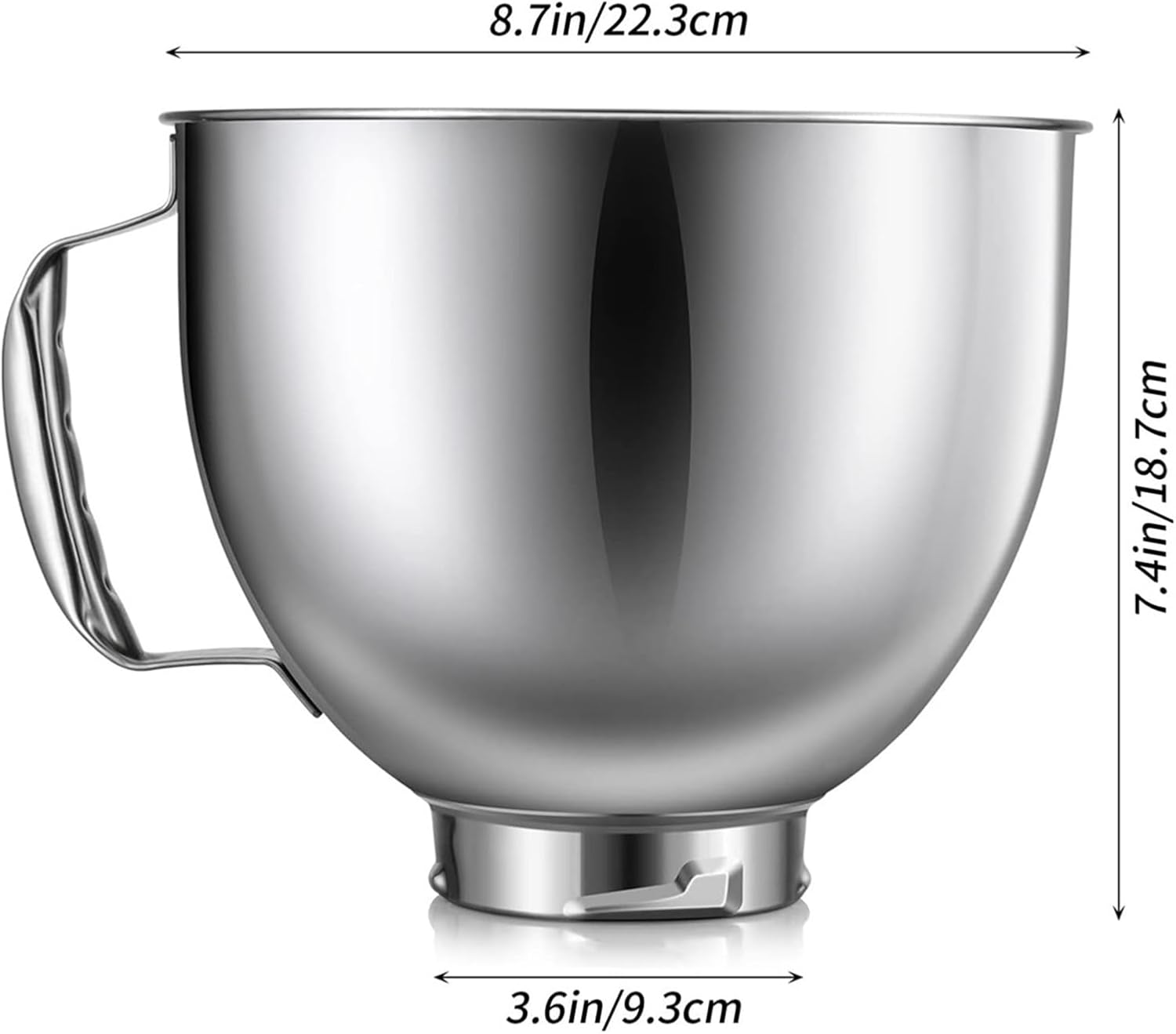 Stainless Steel Mixing Bowl for Blender, Compatible for 4.5-5 Quart Head Stand Mixer