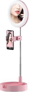 Makeup Mirror LED Desktop Makeup Mirror Selfie Light Ring Light Adjustable Light Vanity Mirror for Live Photo Photography Studio Makeup Mirror