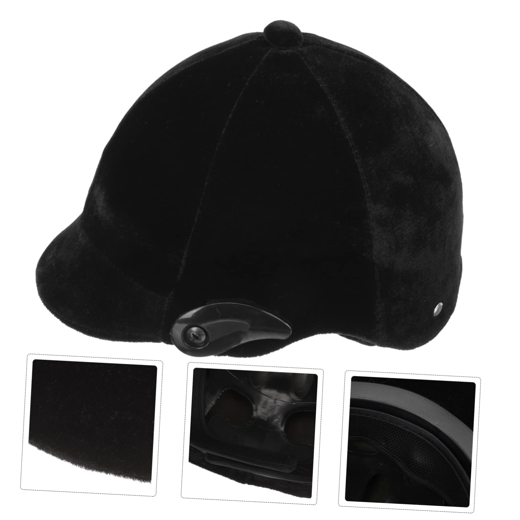 UPKOCH Casco da Equitazione per Ragazzi Nero in Polipropilene Protezione Sicurezza, Imbottitura Rimovibile, Fori di Ventilazione e Cinturino Regolabile per Sport Equestre e Scooter