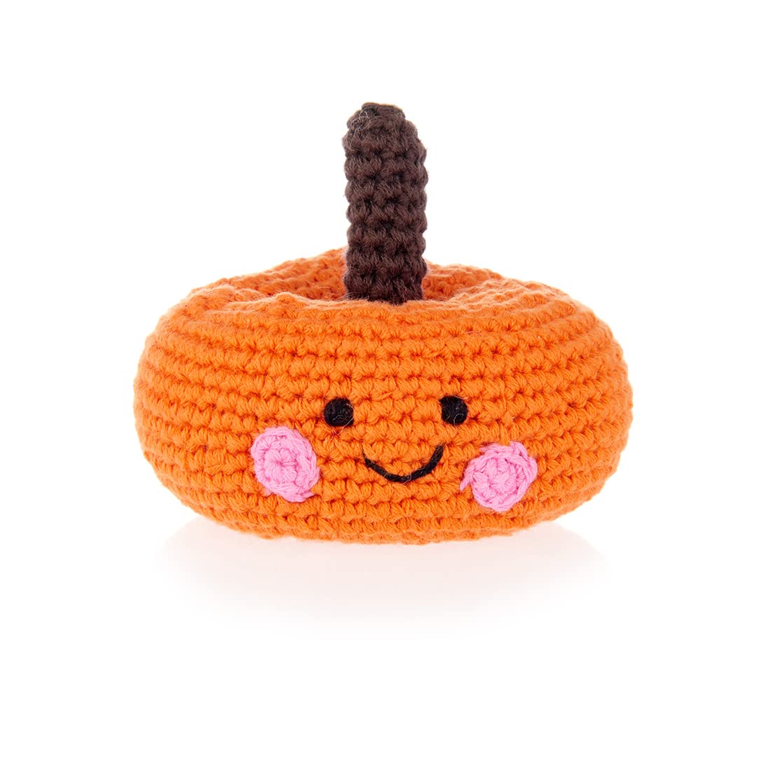 Pebble | Handmade Friendly Pumpkin Rattle | Crochet | Fair Trade | Pretend | Imaginative Play | Machine Washable