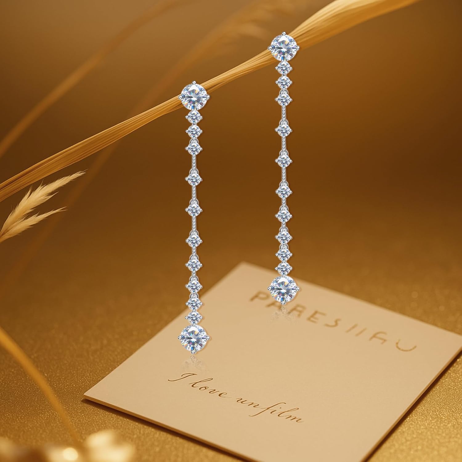 Moissanite Dangle Earrings for Women, 925 Sterling Silver Long Drop Earrings Wedding Earrings for Brides Bridesmaid Jewelry Gifts - Image 4