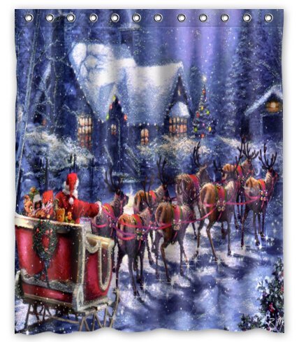 Shower Curtain christmas eve santa sleigh waterproof shower curtain (60" x 72" )