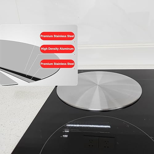 Miniatura 2 de Difusor de calor de 9.45 pulgadas Adaptador de inducción de acero inoxidable Placa difusora con mango extraíble para placa de vidrio de inducción de