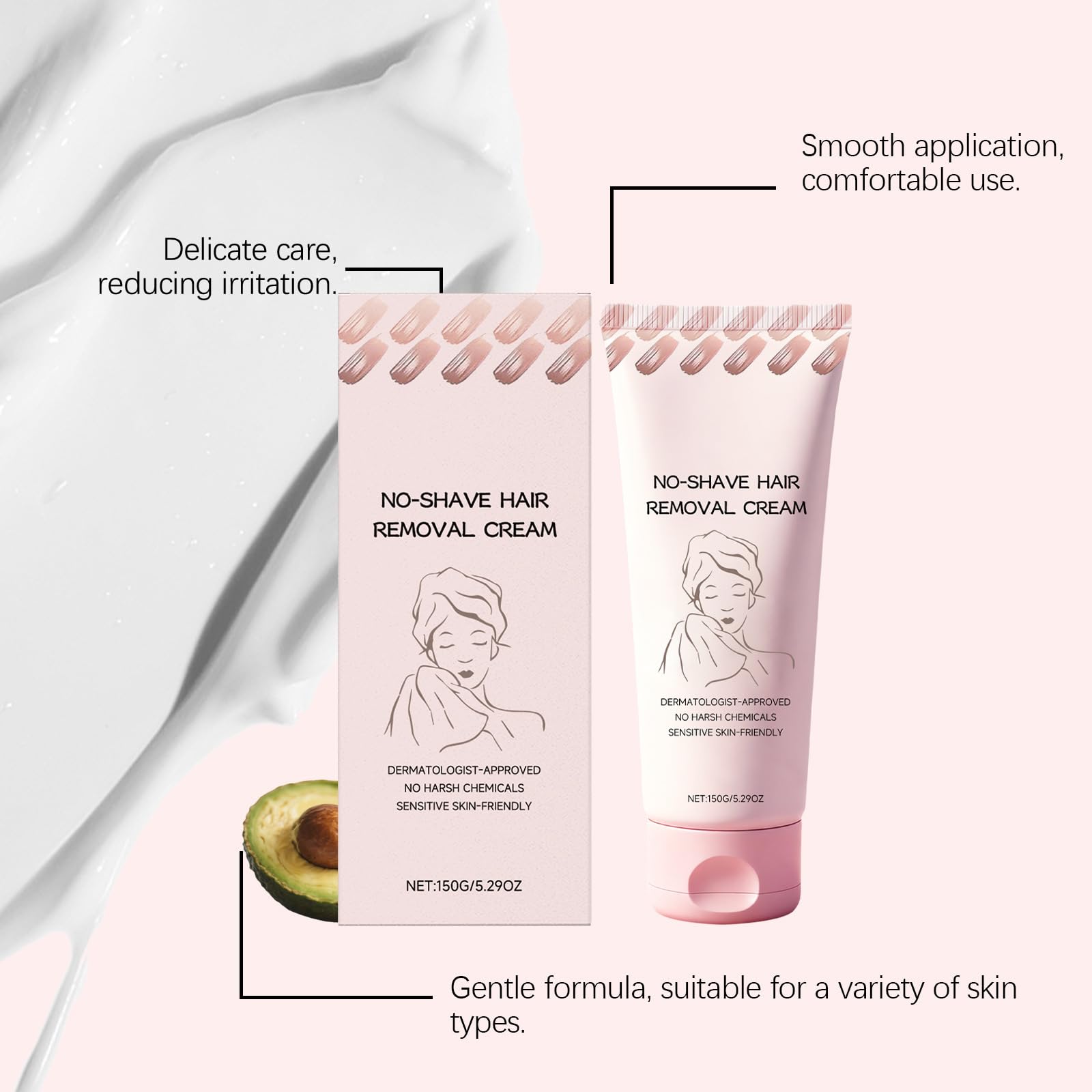 Crema depilatoria senza rasatura, trattamento idratante e lenitivo per pelli sensibili, delicata e non irritante, per la depilazione di gambe, braccia e zona bikini (3 Pezzo)