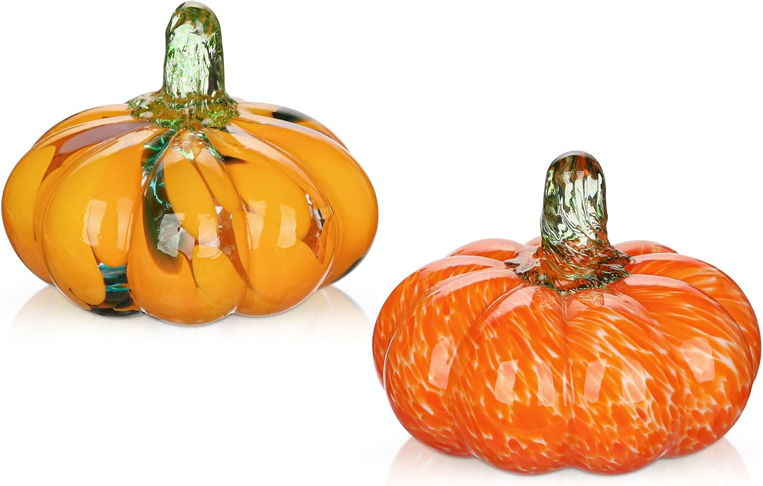 Glass Pumpkin Fall Decor Set – 3 PCS Handblown Pumpkins for Autumn Decorations, Halloween, Thanksgiving, Harvest Table Centerpiece, Mantel Fall Accents