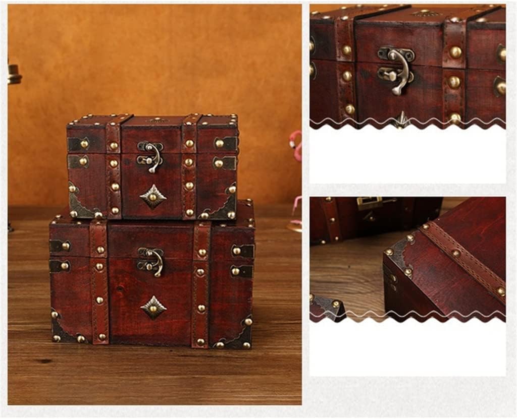 Retro Treasure Chest Vintage Wooden Storage Box Antique Organizer for Trinket image 4