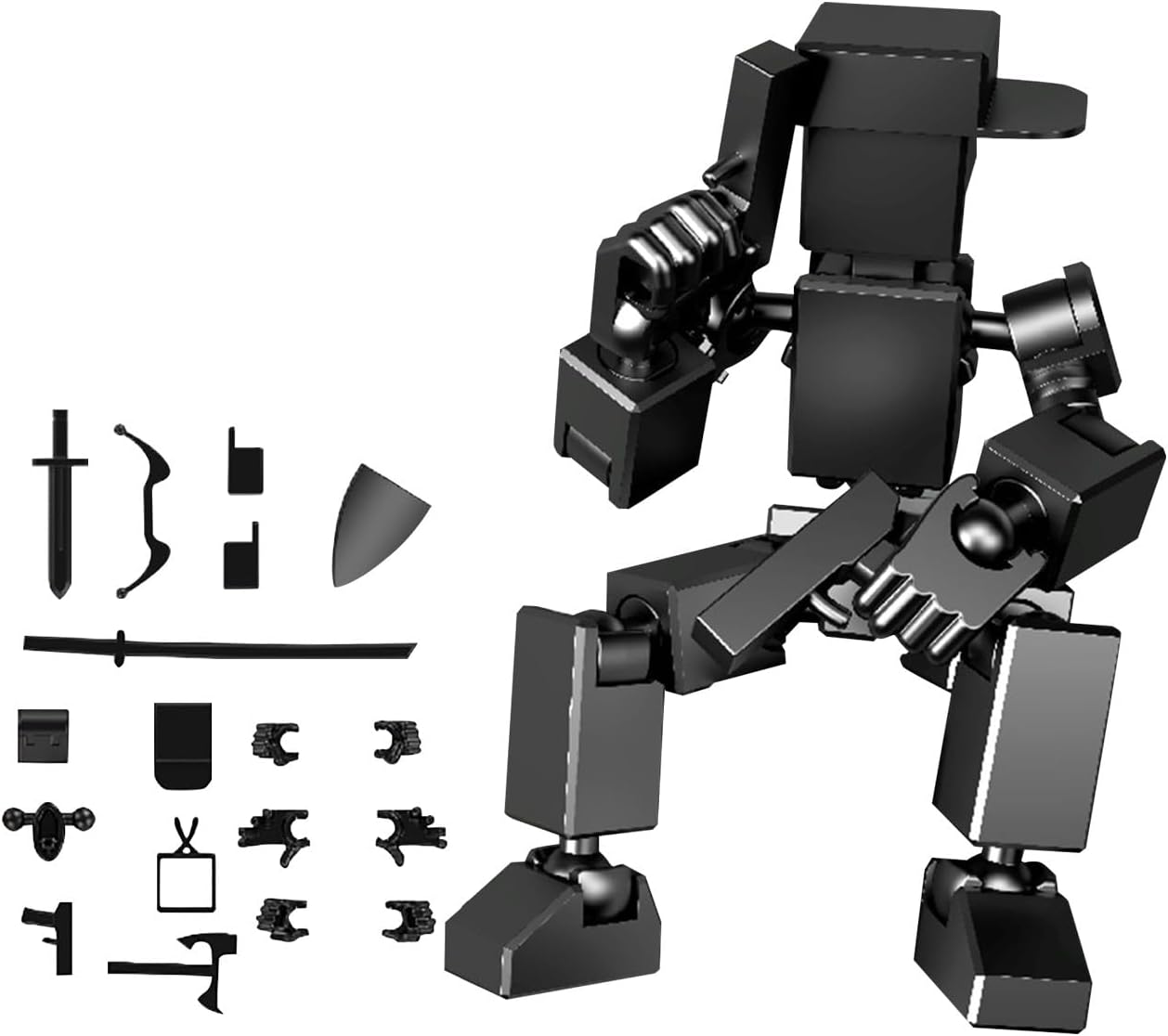 T13 Action Figure,3D Printed Mini Building Block Robot,Action Figure Construction Toy with Multi Accessories and Articulated Joints for Boys Creative Play