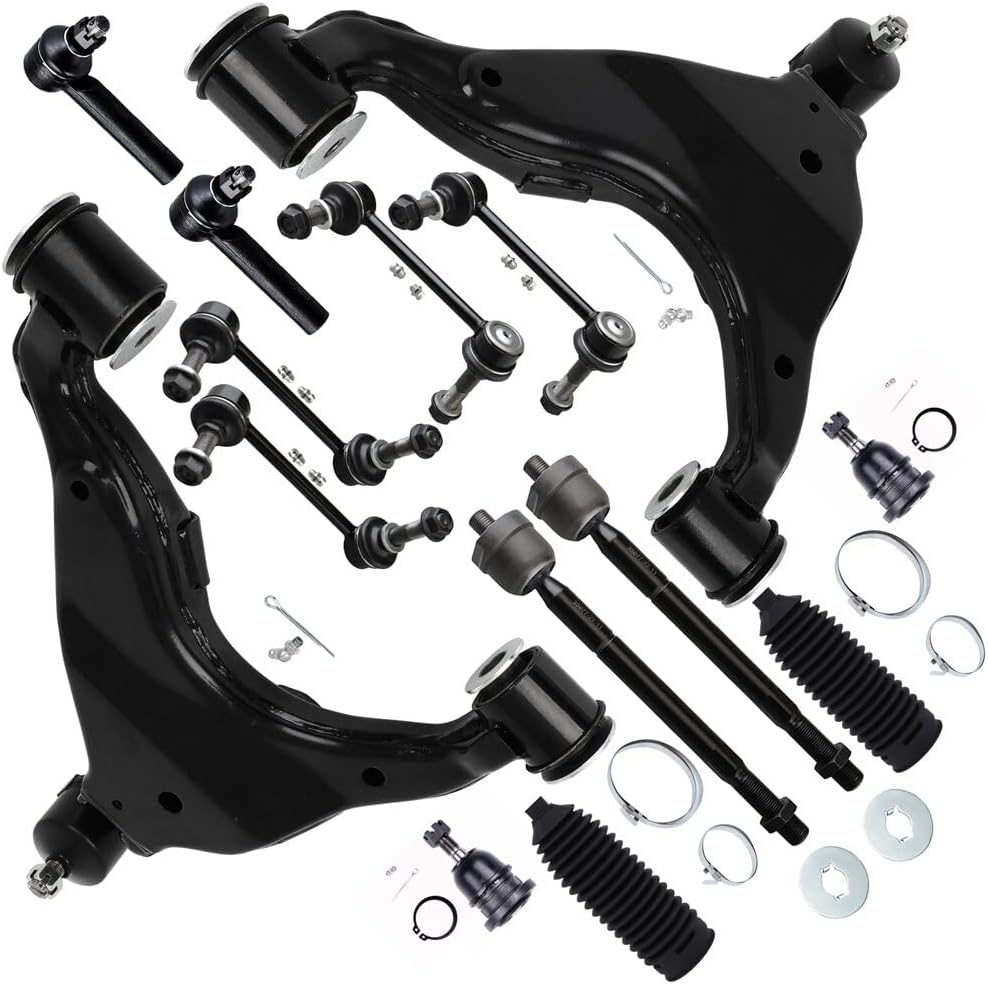 SCITOO 14pcs Front Suspension Kit Lower Control Arm and Ball Joint Upper Ball Joint Inner Outer Tie Rod End w/Boot Sway Bar End Link Replacement for 2005-2015 for Toyota for Tacoma