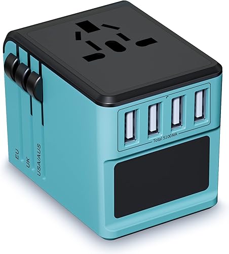 Adaptador de viaje para todo el mundo convertidor de corriente internacional con 4 USB adaptador universal de enchufe de viaje para Reino Unido
