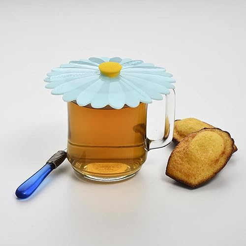 Miniatura 5 de Charles Viancin - Juego de 2 fundas de silicona Daisy de 4 pulgadas para bebidas - Sellado hermético en cualquier vaso de borde liso, mantiene las