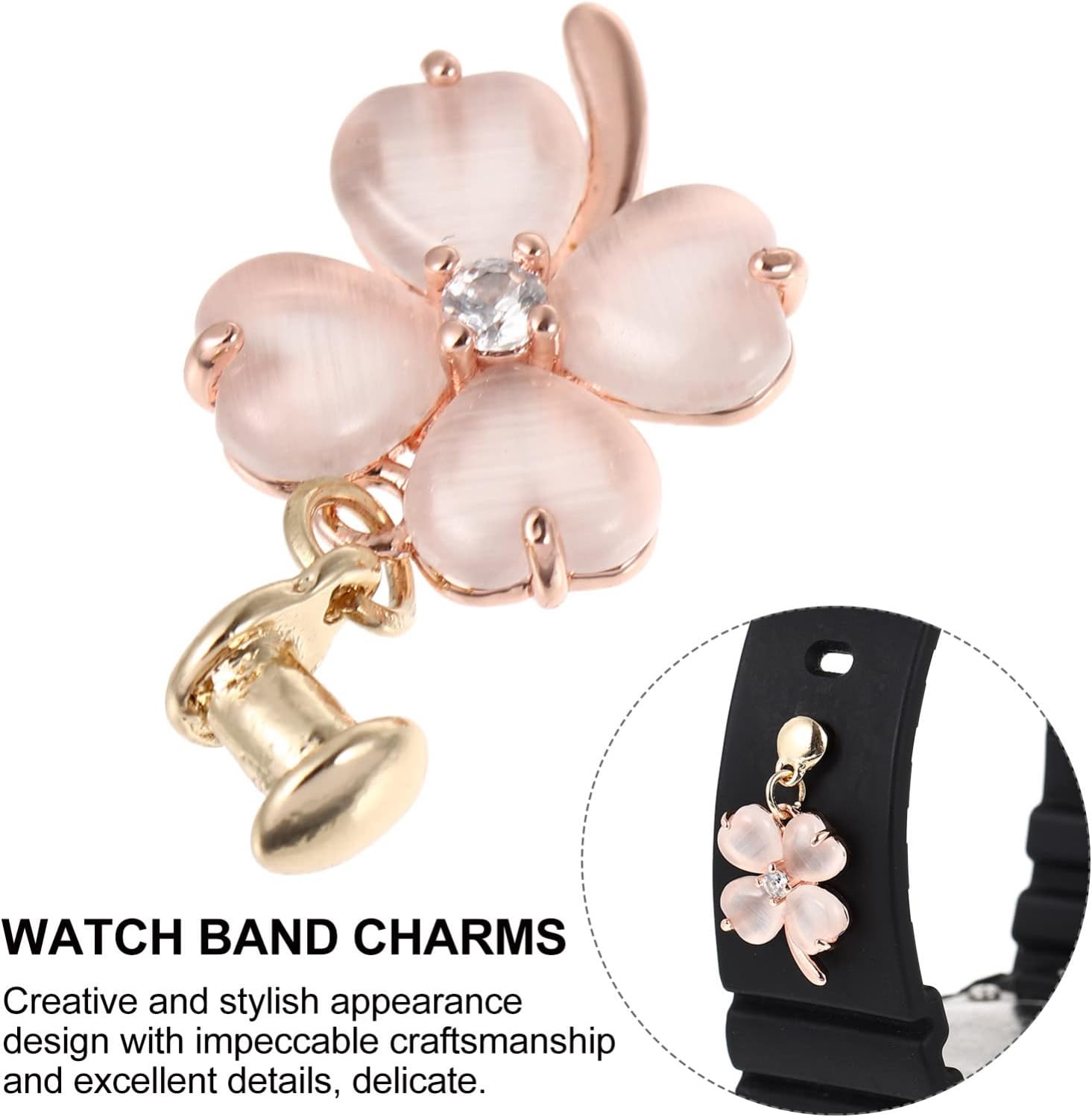 Mikikit 3 Pcs Watch Strap Charms - Silver Watch Strap Charms with Decorative Ring Loops
