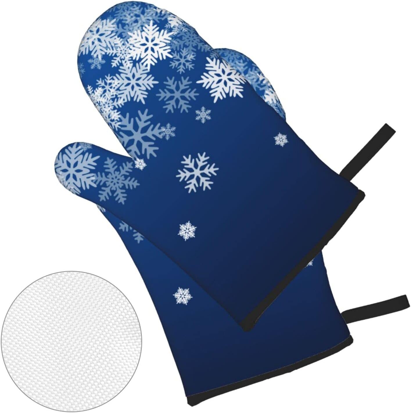 Oven Mitts and Pot Holders Sets of 4 Snowflake Blue Winter Christmas Kitchen Potholder Gloves Heat Resistant Non-Slip for Chef Baking Cooking Grilling BBQ Mittens
