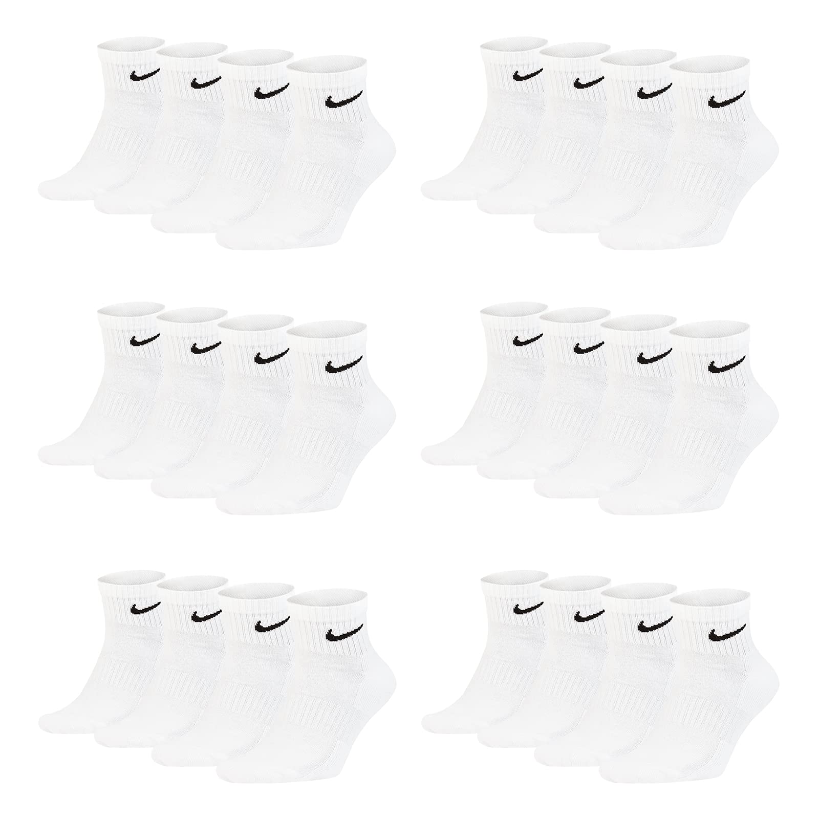 NIKE 12 X Sport Freizeit Socken Strümpfe 4 X 3er Pack SX7667, Farbe:Weiß, Größe:XL = 46-50