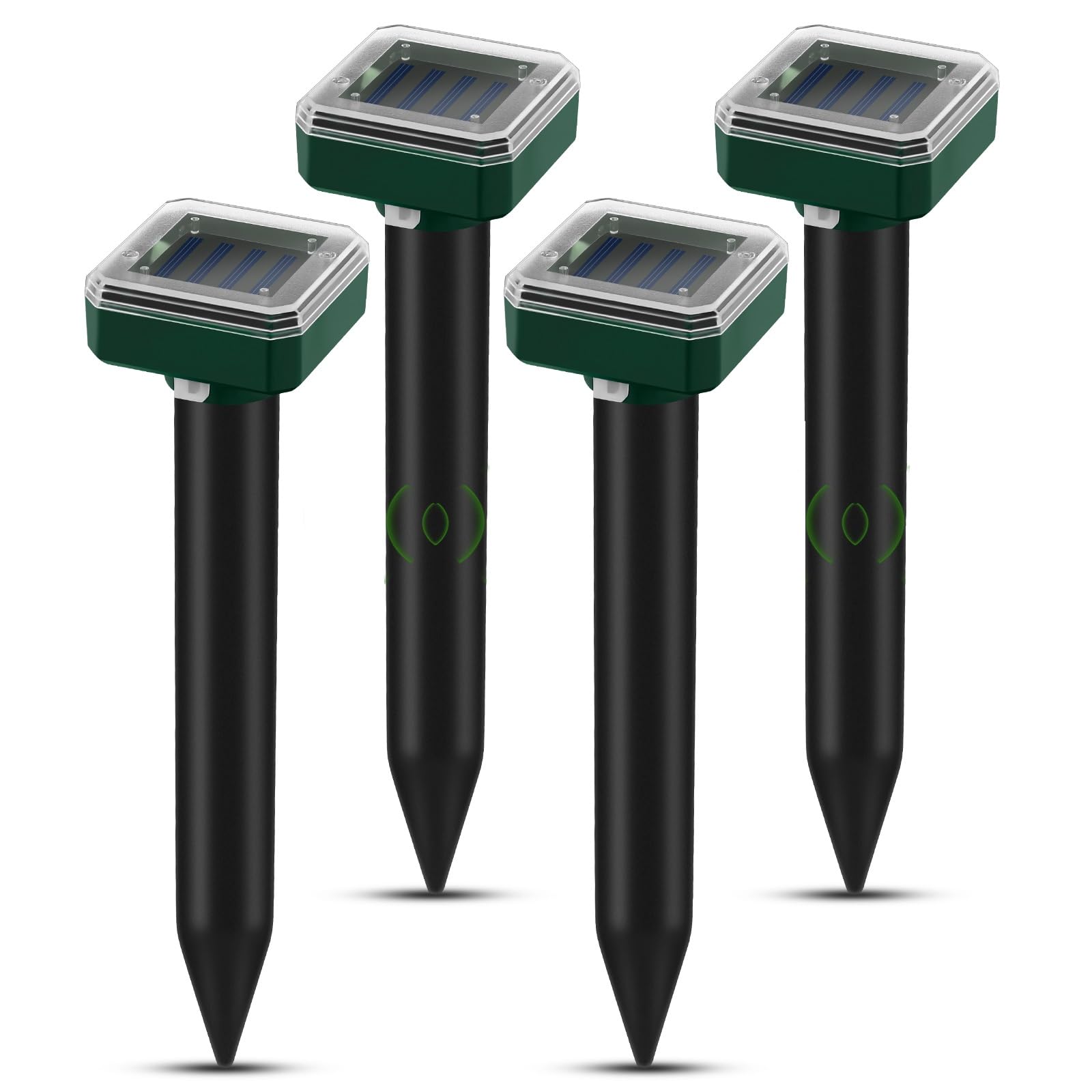 Scaccia Talpe Solare 4 Pezzi, Batteria Ricaricabile da 600mAh, Ultrasuoni Repellente Impermeabile per Talpe, Topi, Serpenti e Gopher, Efficace fino a 360 m², Ideale per Giardini, Prati e Aree Esterne