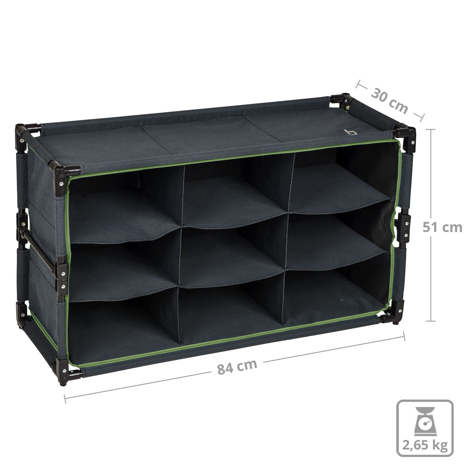 Bo-Camp Armadio Portaoggetti Pieghevole 9 Scomparti Antracite 84x30x51 cm