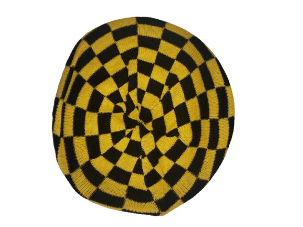 Women's Checker Beret - Lightweight Beret (Yellow/Black)