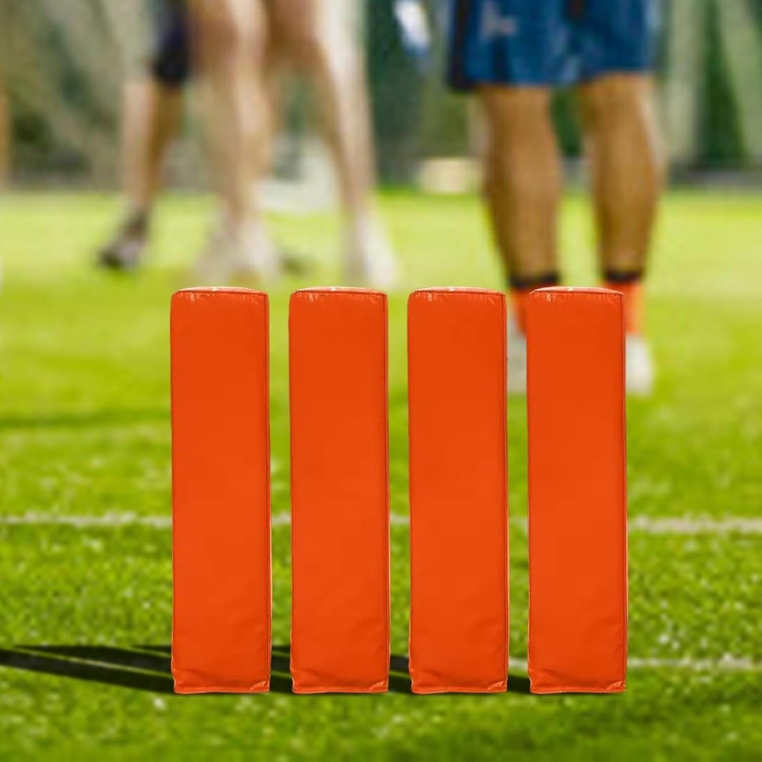 4X Football End Zone Pylons, Playing Field Pylons Training Aid, Weighted Base Football Accessories, Football Field Marker
