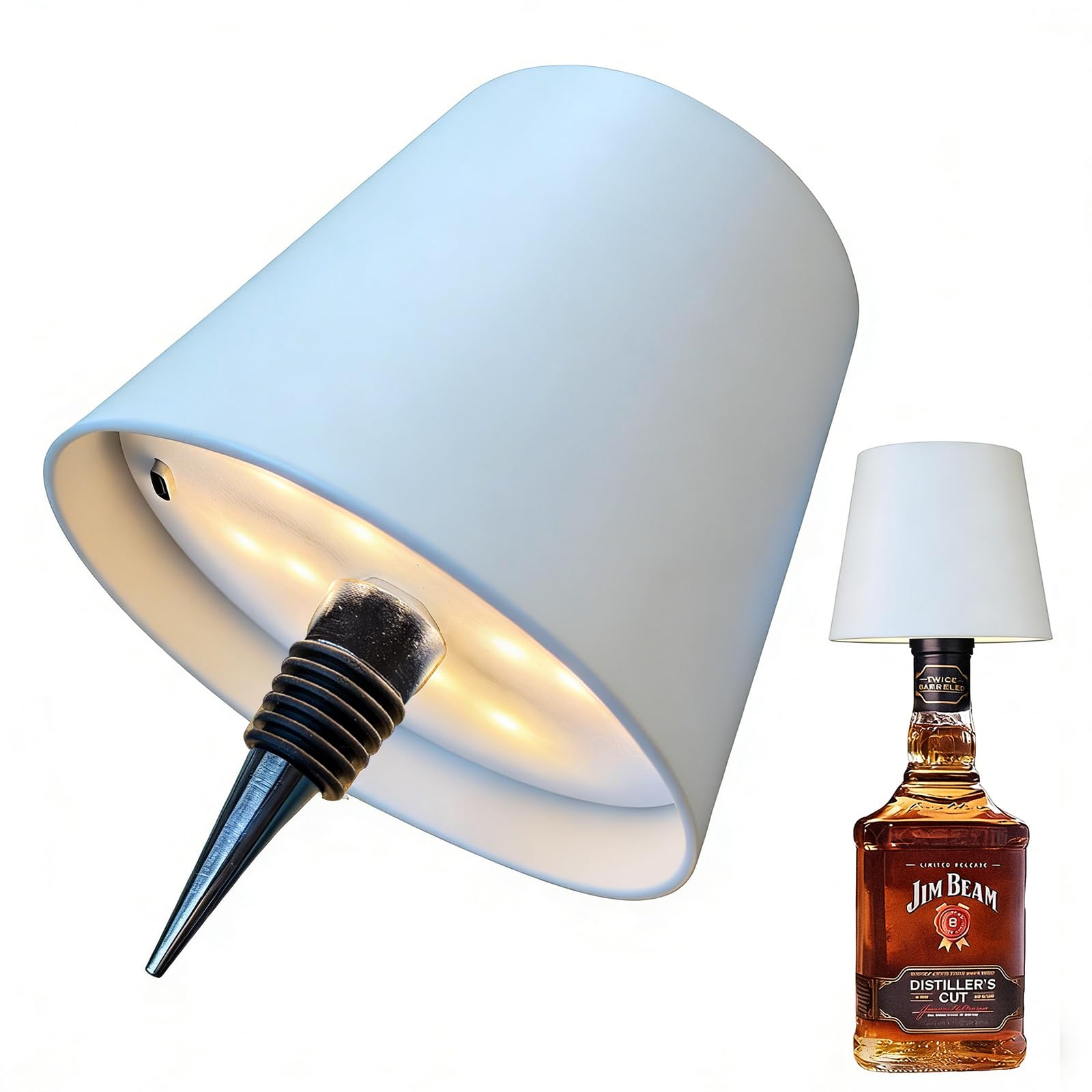XVZ Wireless Bottle Lamp - 3 Colour Bottle Lights, USB Rechargeable Table Lamp, Modern Dimmable Bottle Lamp for Restaurants, Bar, Party, Home Decor & Gift Idea - White