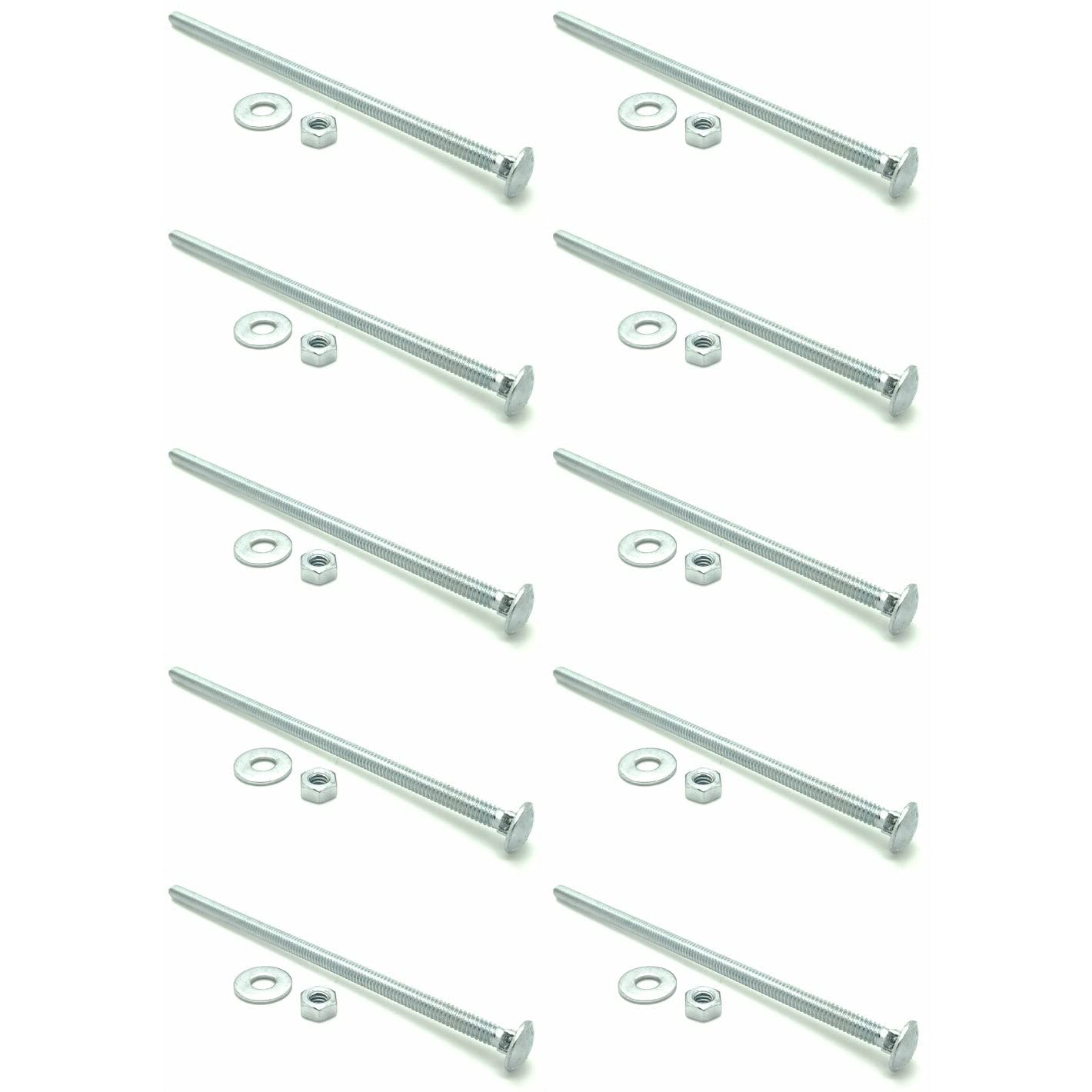 BCP FastenersTen (10) 3/8-16 x 6" Long Carriage Bolts Set w/Nuts & Washers (BCP331)
