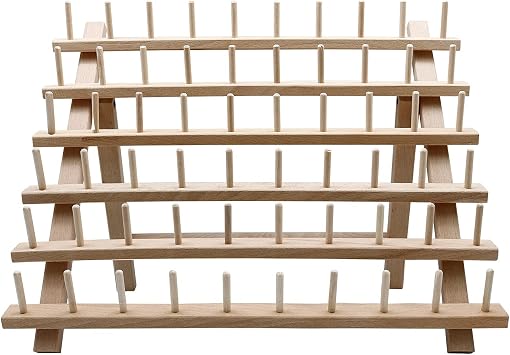 STUDIO LIMITED Braiding Hair Rack, 60 Spool Wooden Braiding Hair Holder, Thread Rack for Sewing, Quilting, Embroidery, Hanging Accessories