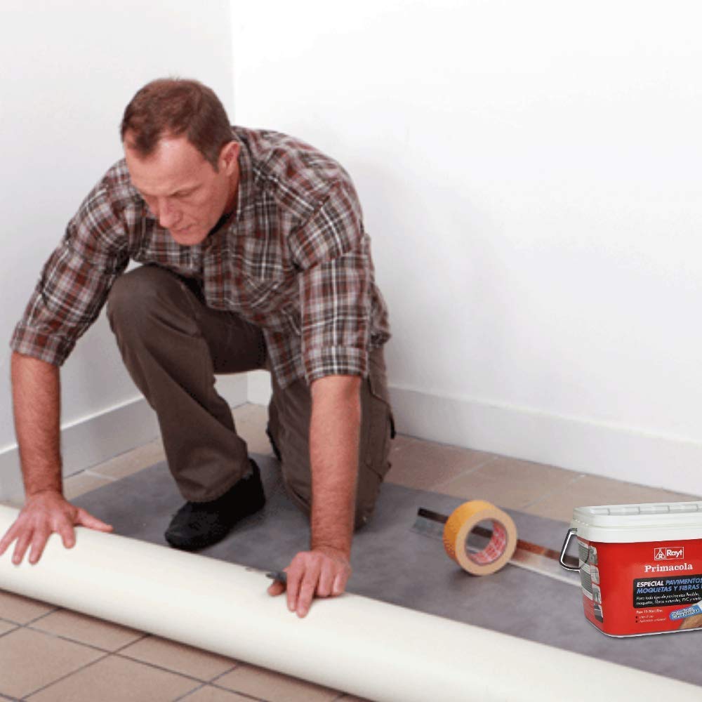 Rayt 555-23 Primacola C-15 Adhesivo acrílico Especial PVC, pavimentos vinílicos, moquetas, revestimientos Textiles y Fibras Naturales. SIN disolventes. Fácil aplicación con espátula, 5kg