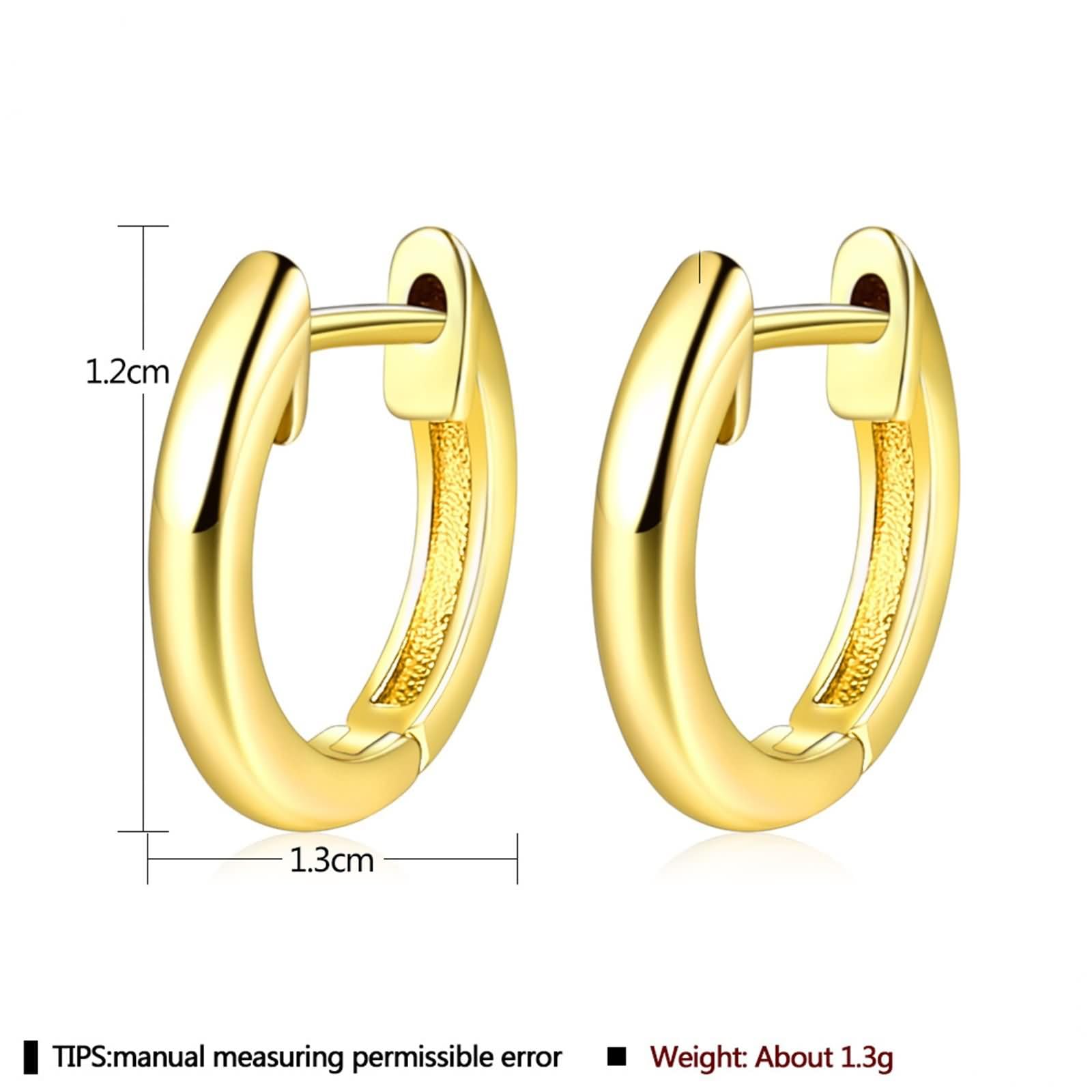 Ohrringe Hochzeit Damen 9K / 14K / 18 K Gelbgold, Poliert Rund, Creolen Frauen Ohrringe Gold