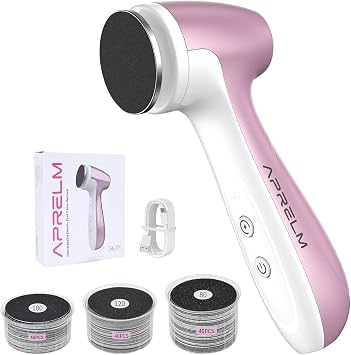Rechargeable Electric Foot Callus Remover with 3-Sizes 120Pcs Sandpaper Discs, Professional 1000RPM 3-Speed Control Electric Foot File E7 Pink