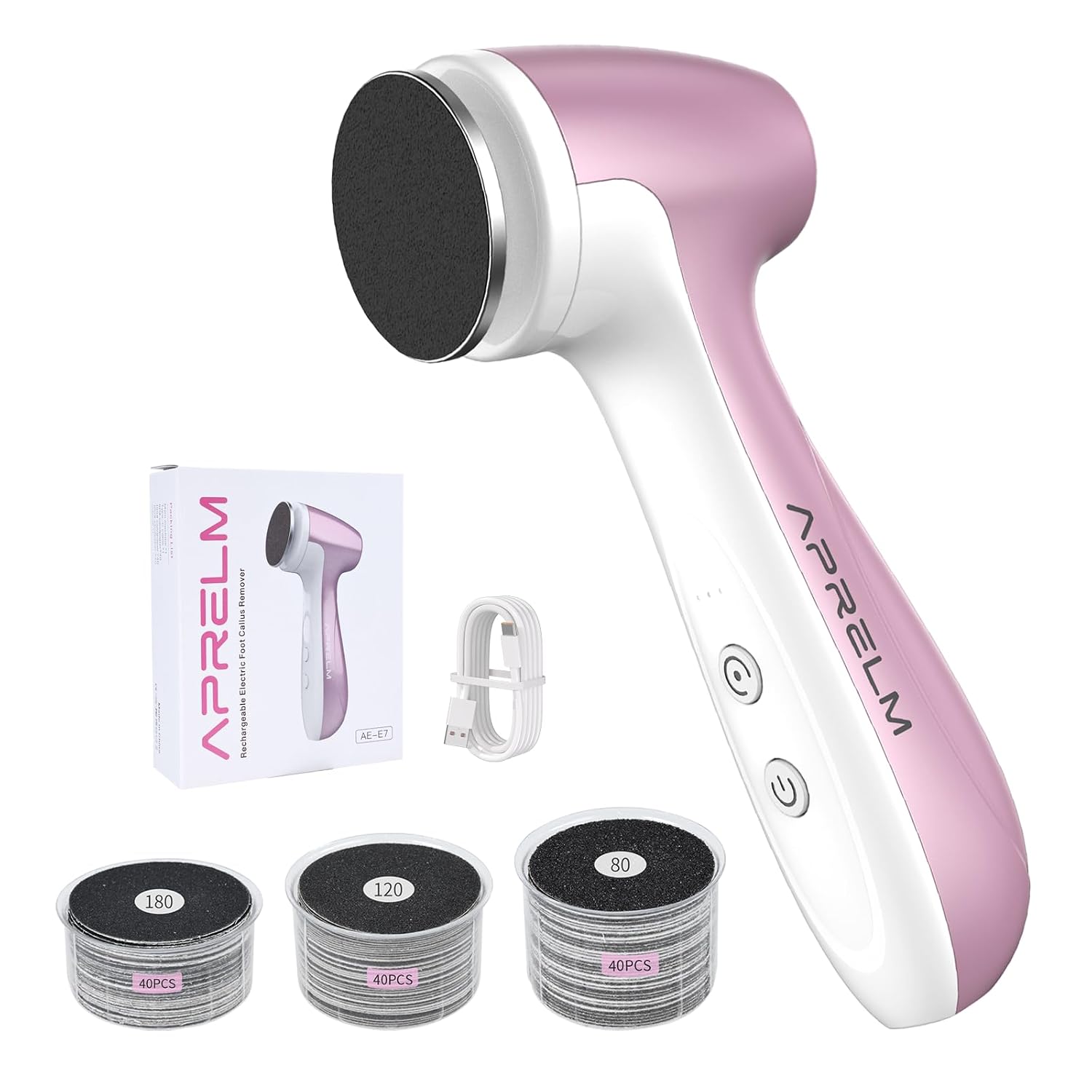 AprElm-E7 Rechargeable Electric Foot Callus Remover with 3-Sizes 120Pcs Sandpaper Discs, Professional 1000RPM 3-Speed Cont... - Review, Price and Buying Guide